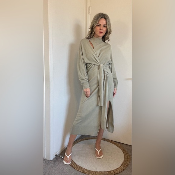 Jonathan Simkhai Skyla Self Tie Wrap Midi-Dress - Picture 8 of 17